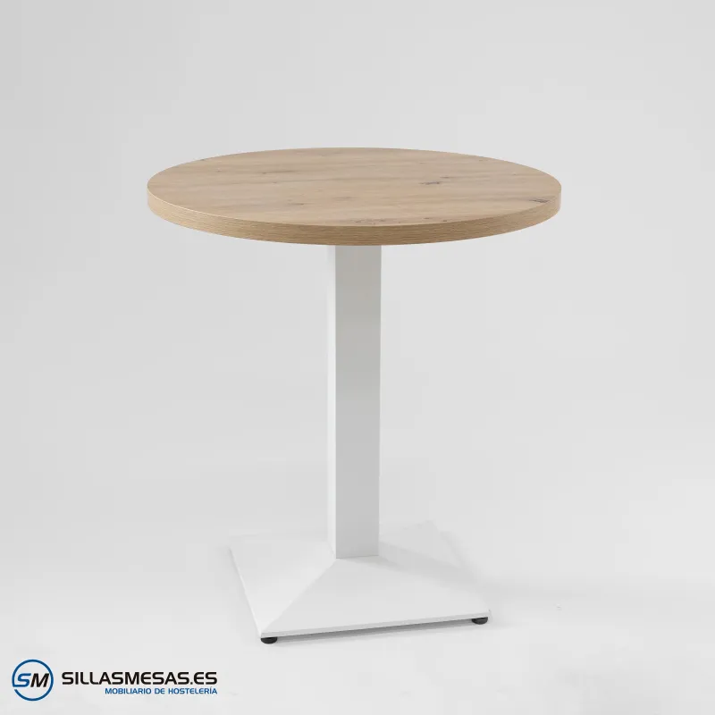MESA DANIELA REDONDA INTERIOR pie blanco