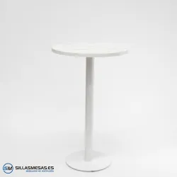 MESA ALTA ABRIL REDONDA INTERIOR pie blanco