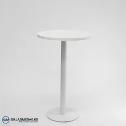 MESA ALTA ABRIL REDONDA INTERIOR pie blanco