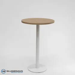 MESA ALTA ABRIL REDONDA INTERIOR pie blanco