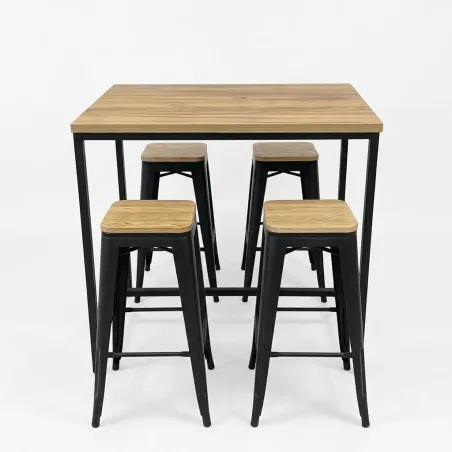 Conjunto 4 taburetes Tolix y mesa alta Soho: calidad