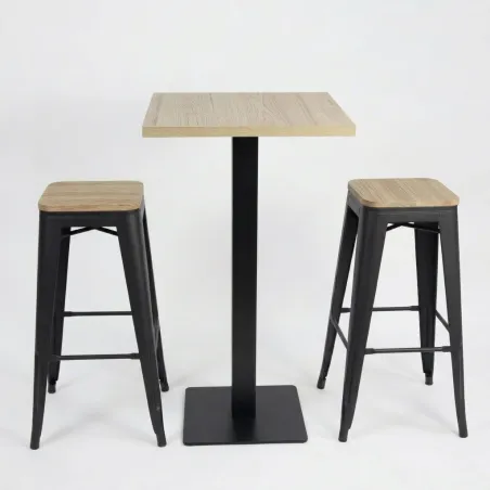 Conjunto 2 taburetes Tolix + mesa alta Noel interior