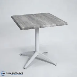 Mesa Miami aluminio exterior pie blanco: líneas puras