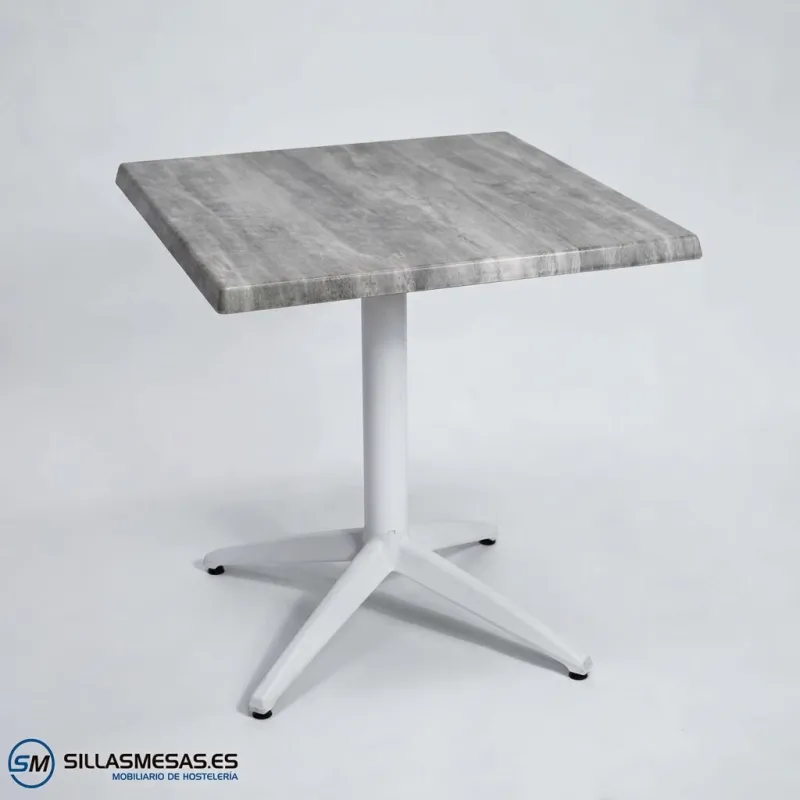 Mesa Miami aluminio exterior pie blanco: líneas puras