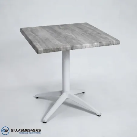 Mesa Miami aluminio exterior pie blanco: líneas puras