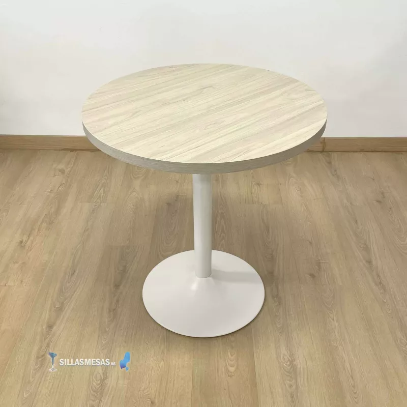 Mesa F REDONDA INTERIOR pie blanco - Ref 355-BLR2