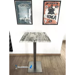 CONJUNTO 2 TABURETES TOLIX ASIENTO MADERA y 1 MESA ALTA NOEL - Ref CJ0002