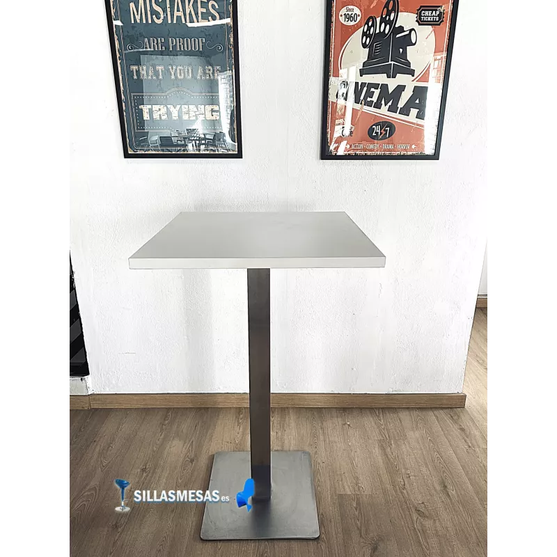CONJUNTO 2 TABURETES TOLIX ASIENTO MADERA y 1 MESA ALTA NOEL - Ref CJ0002