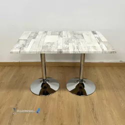 Mesa F DOBLE EXTERIOR pie cromado - Ref 354-CRE
