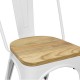 Silla TOLIX blanco con asiento de madera