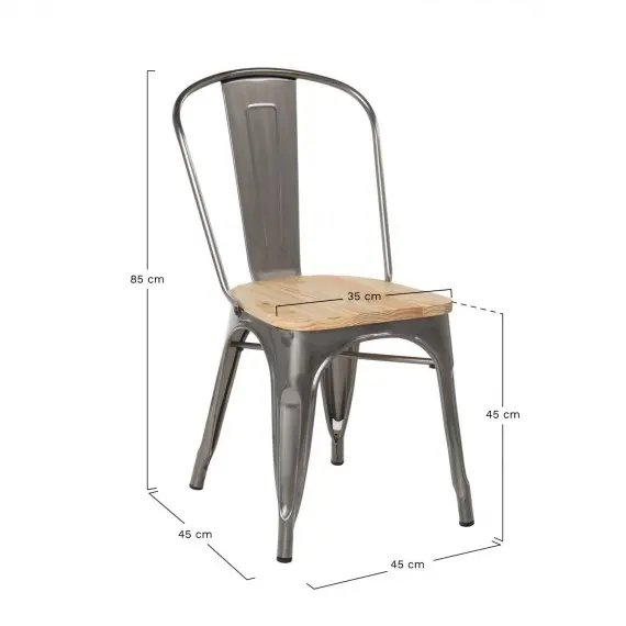 Silla TOLIX metalizada con asiento de madera