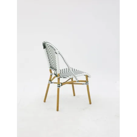 Silla hostelería Parisina verde y blanca rattan