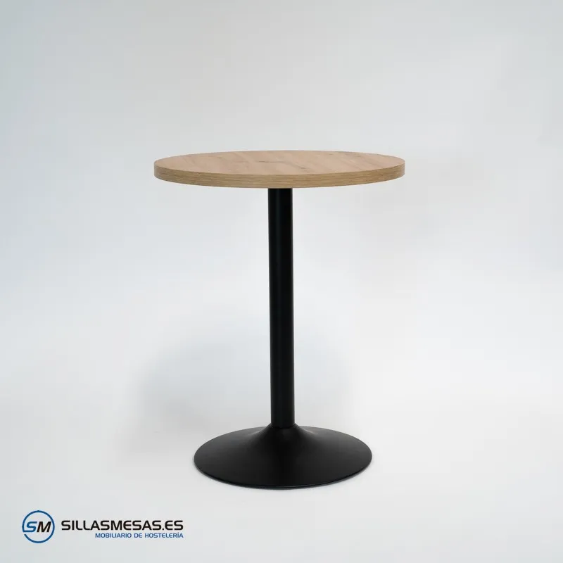 Mesa interior F Redonda pie negro: diseño sofisticado