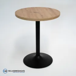 Mesa interior F Redonda pie negro: diseño sofisticado
