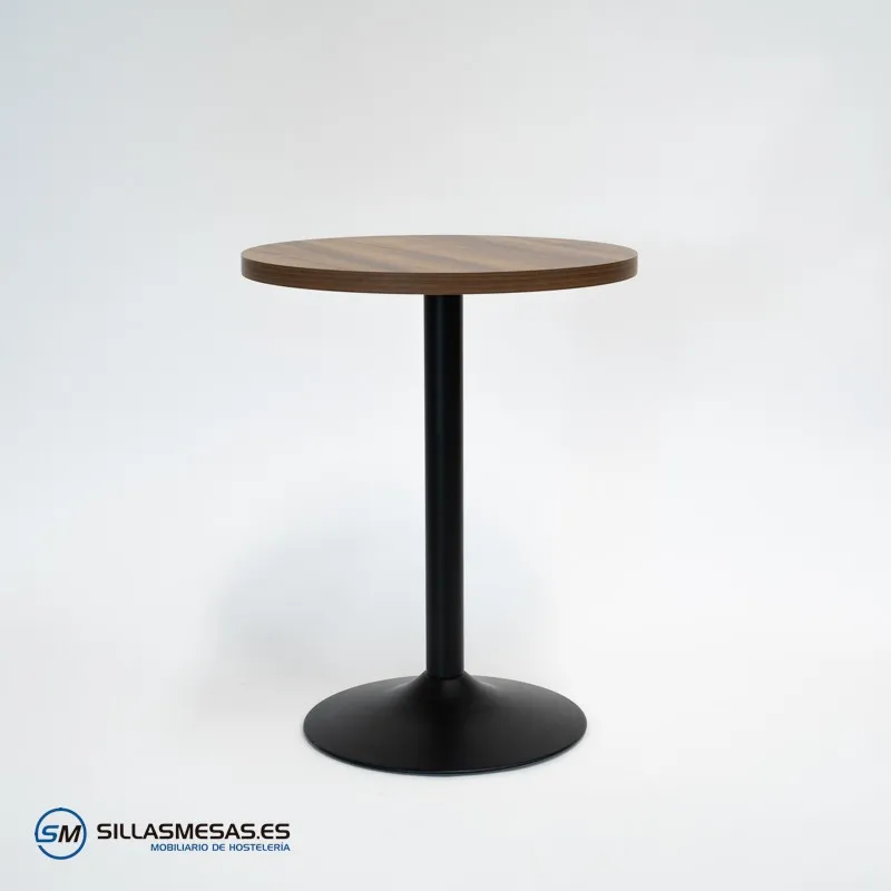 Mesa interior F Redonda pie negro: diseño sofisticado