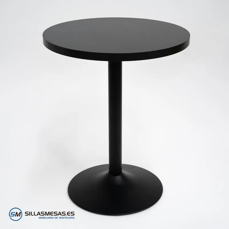 Mesa interior F Redonda pie negro: diseño sofisticado