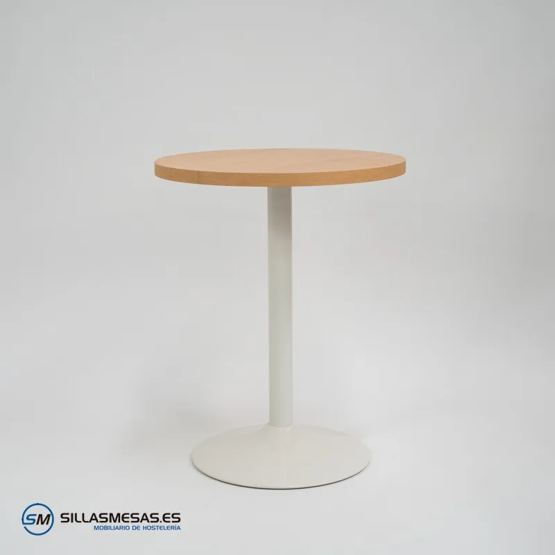 Mesa F REDONDA INTERIOR pie blanco