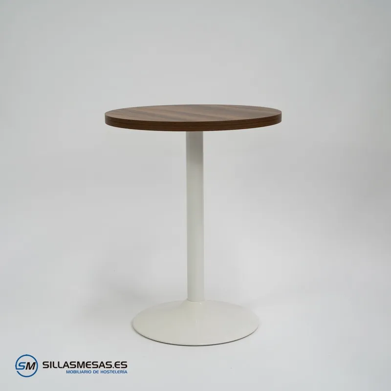 Mesa F REDONDA INTERIOR pie blanco