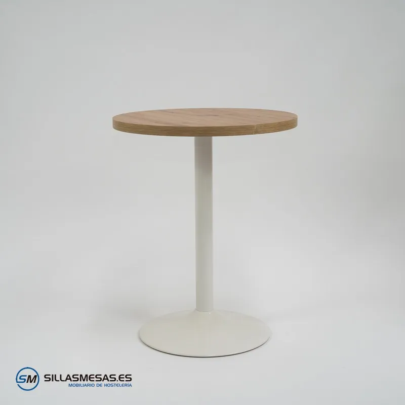 Mesa F REDONDA INTERIOR pie blanco