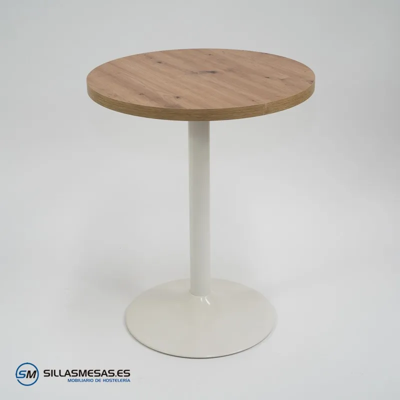 Mesa F REDONDA INTERIOR pie blanco