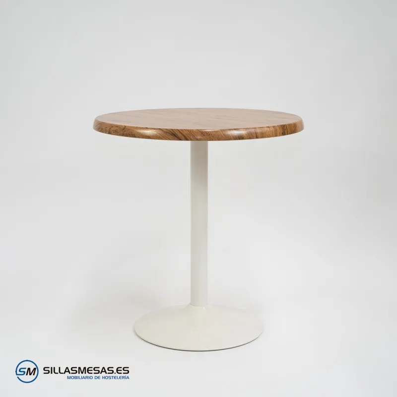 Mesa F REDONDA EXTERIOR pie blanco