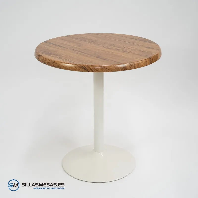 Mesa F REDONDA EXTERIOR pie blanco