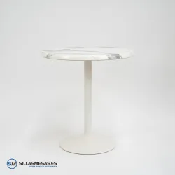 Mesa F REDONDA EXTERIOR pie blanco
