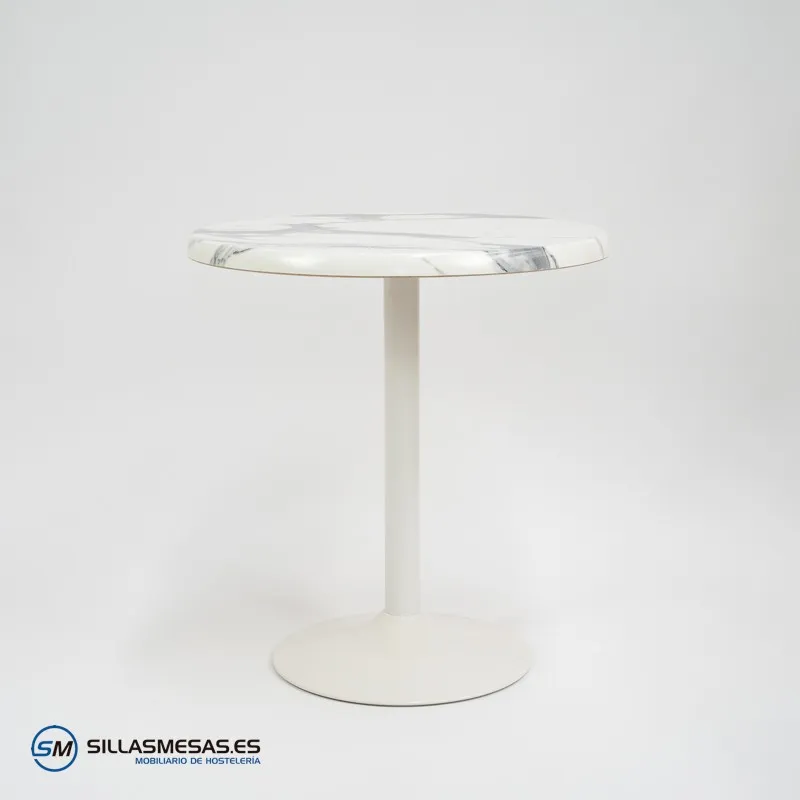 Mesa F REDONDA EXTERIOR pie blanco