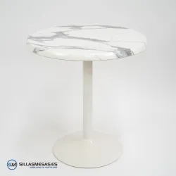 Mesa F REDONDA EXTERIOR pie blanco