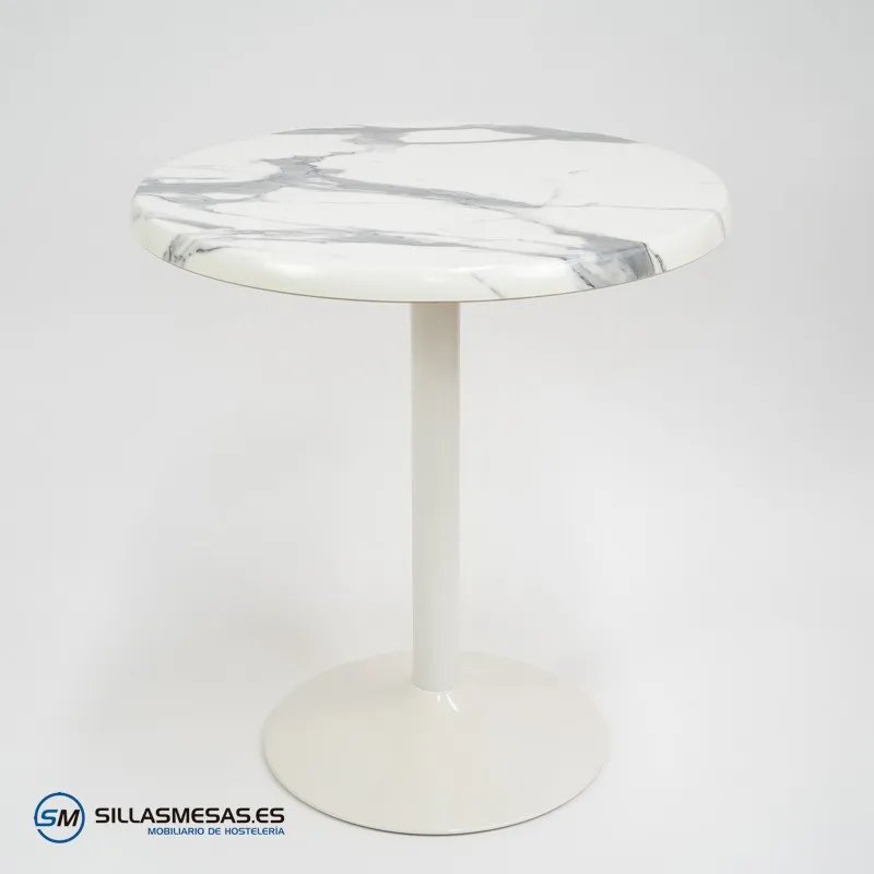 Mesa F REDONDA EXTERIOR pie blanco