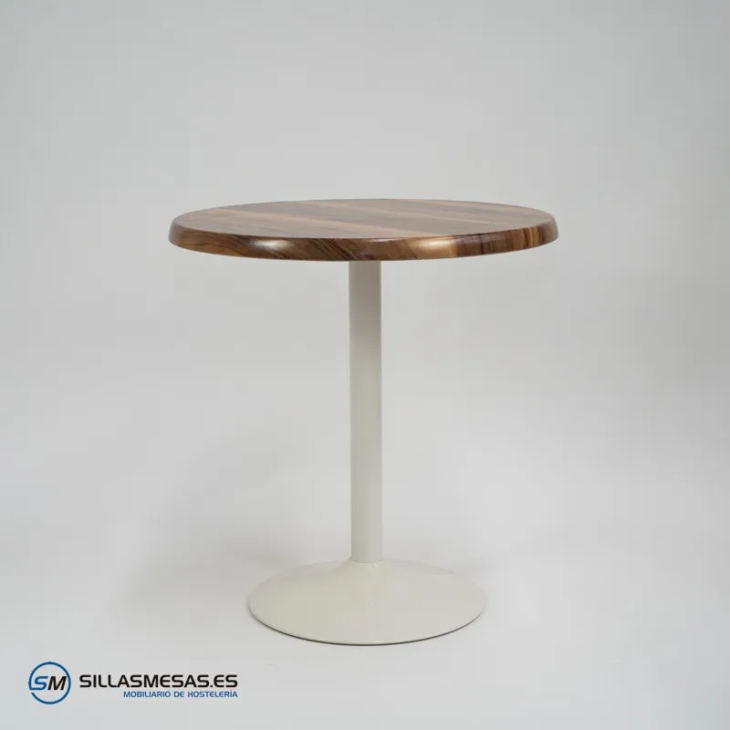 Mesa F REDONDA EXTERIOR pie blanco