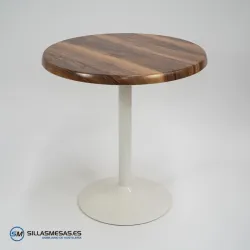 Mesa F REDONDA EXTERIOR pie blanco