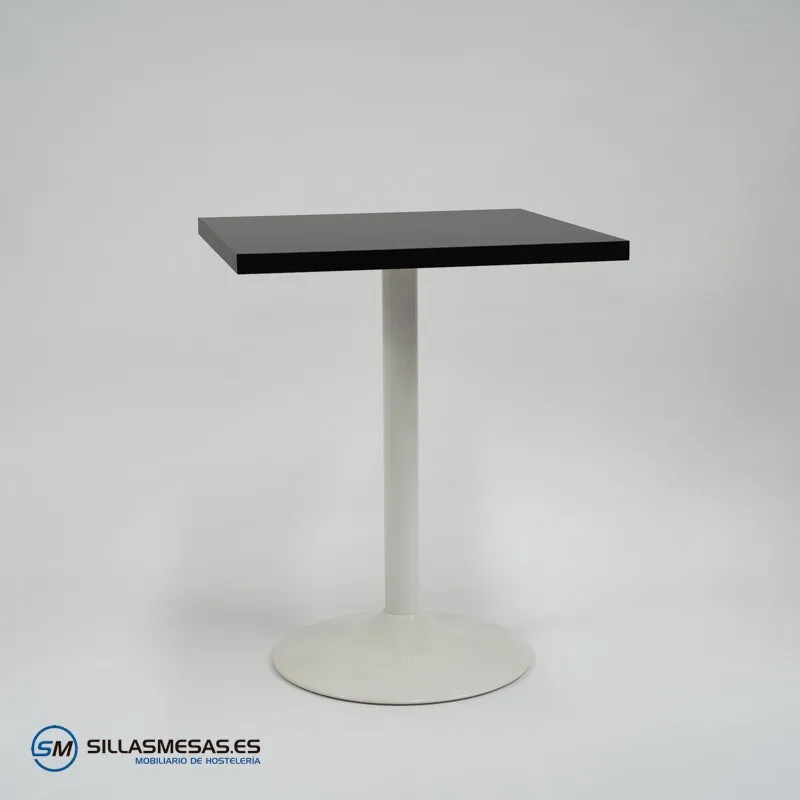 Mesa interior F Cuadrada pie blanco: moderna y resistente