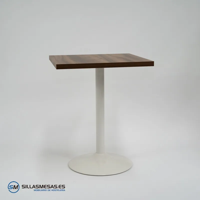 Mesa interior F Cuadrada pie blanco: moderna y resistente