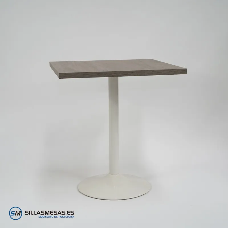 Mesa interior F Cuadrada pie blanco: moderna y resistente