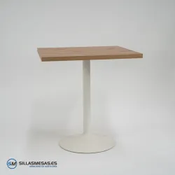 Mesa interior F Cuadrada pie blanco: moderna y resistente