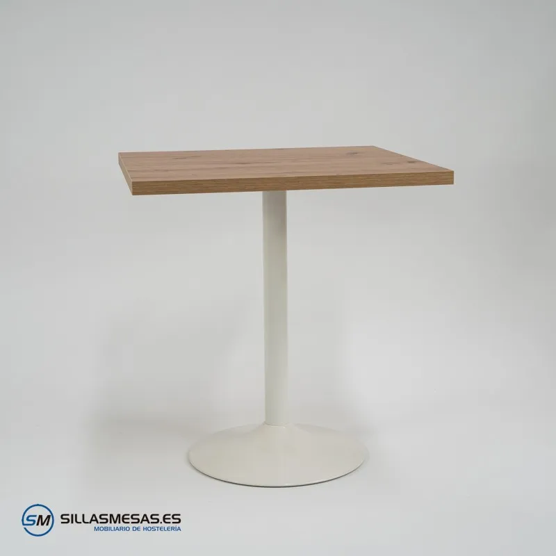 Mesa interior F Cuadrada pie blanco: moderna y resistente