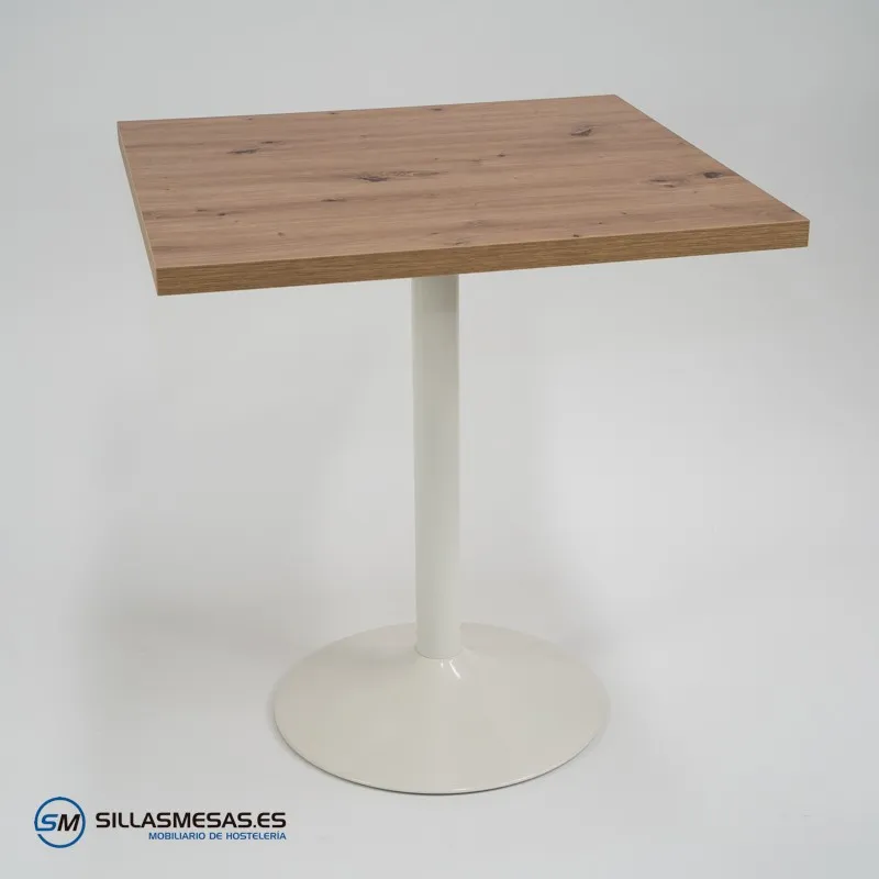 Mesa interior F Cuadrada pie blanco: moderna y resistente