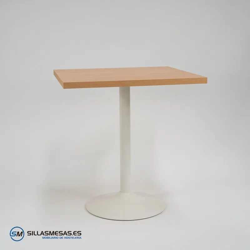 Mesa interior F Cuadrada pie blanco: moderna y resistente