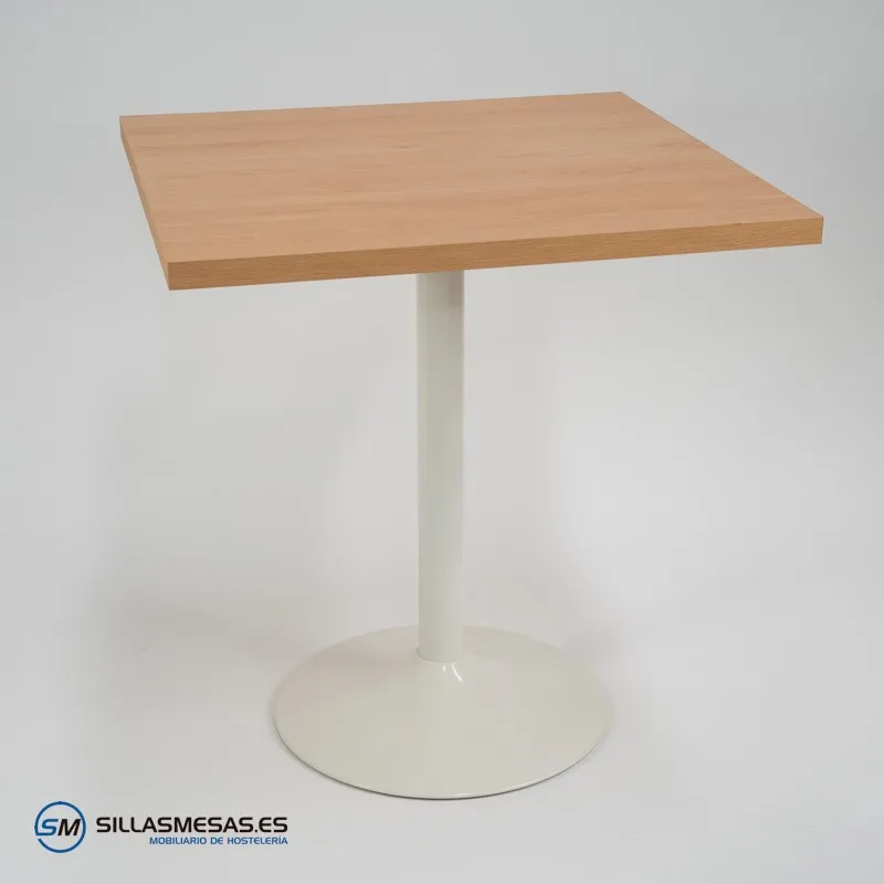 Mesa interior F Cuadrada pie blanco: moderna y resistente