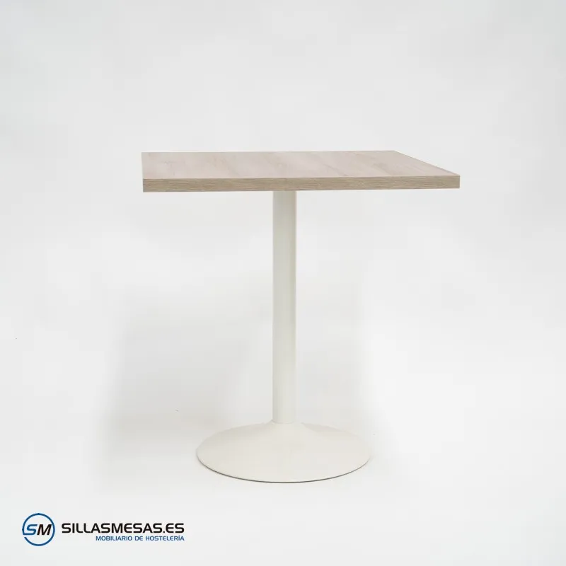 Mesa interior F Cuadrada pie blanco: moderna y resistente