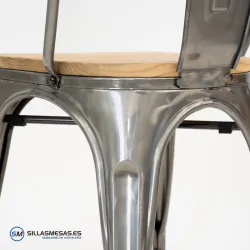 Comprar silla Tolix metalizada con asiento de madera