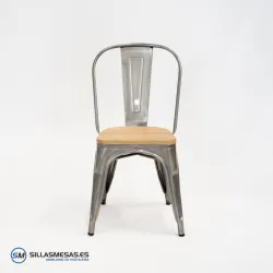 Comprar silla Tolix metalizada con asiento de madera