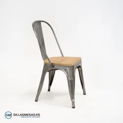 Comprar silla Tolix metalizada con asiento de madera