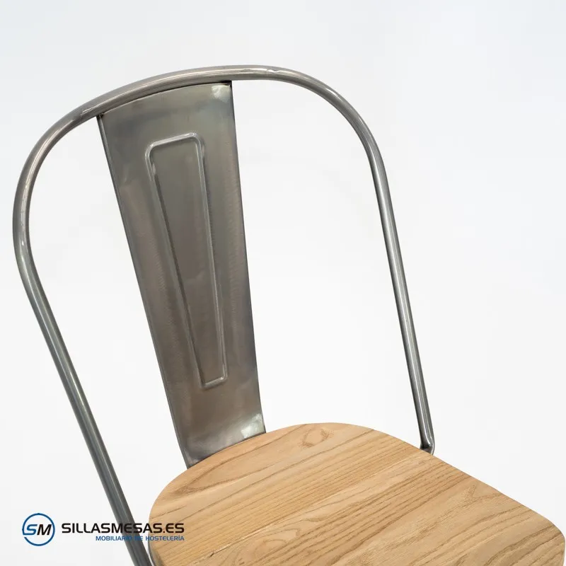 Comprar silla Tolix metalizada con asiento de madera