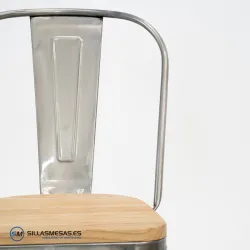 Comprar silla Tolix metalizada con asiento de madera