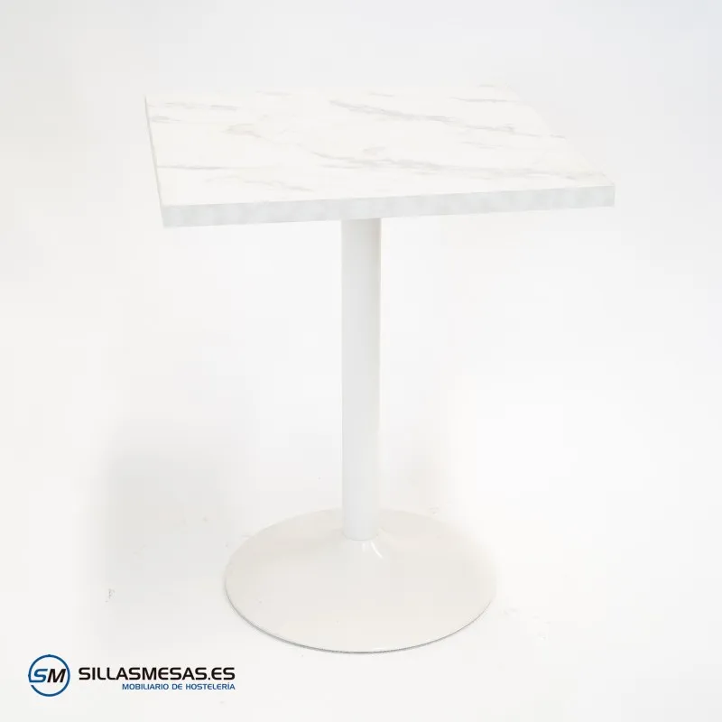 Mesa interior F Cuadrada pie blanco: moderna y resistente