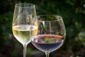 copas de vino esenciales en la cristaleria de un bar