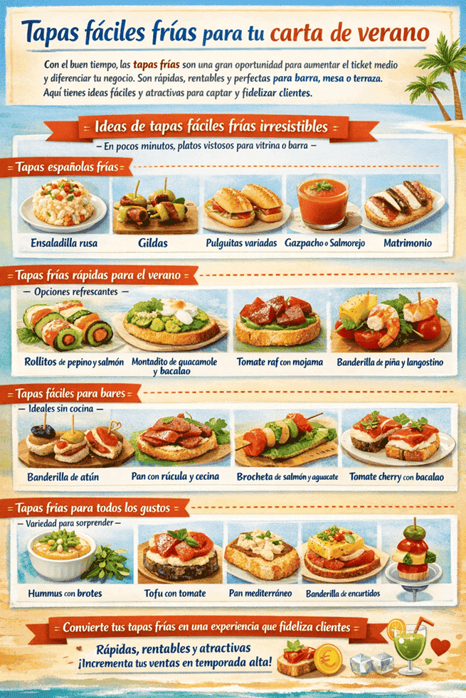 Infograf&iacute;a con tapas f&aacute;ciles fr&iacute;as para tu carta de verano